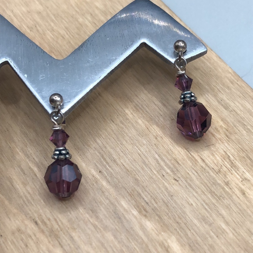 Sterling silver 925 amethyst look elegant drop dangle earrings.